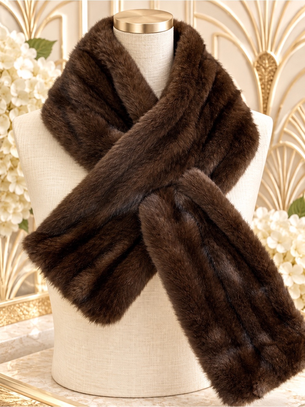 🆕❤️❤️❤️Luxurious Sable Brown Faux Fur Neck Wrap - Women Accessories